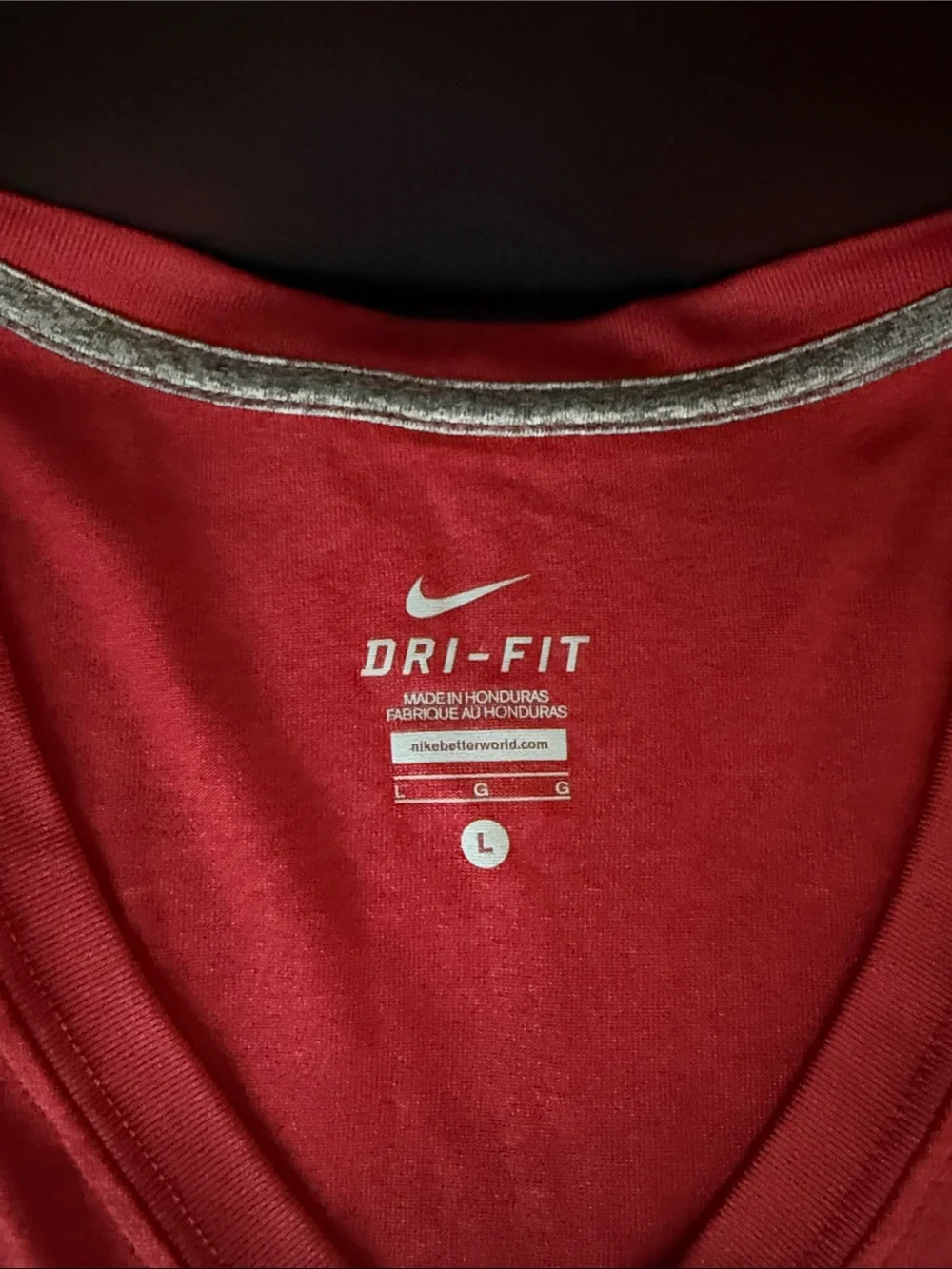 Nike Women's Red Short Sleeve Dri-FIT Tee with Cincinnati Reds Silver Logo